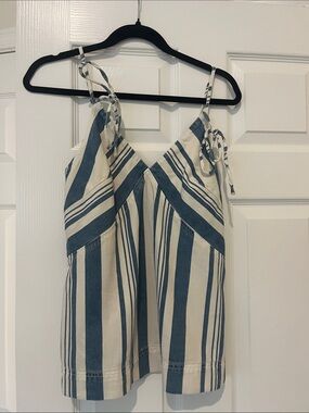 Universal Thread Blue and White Striped Tie-Shoulder Tank Top